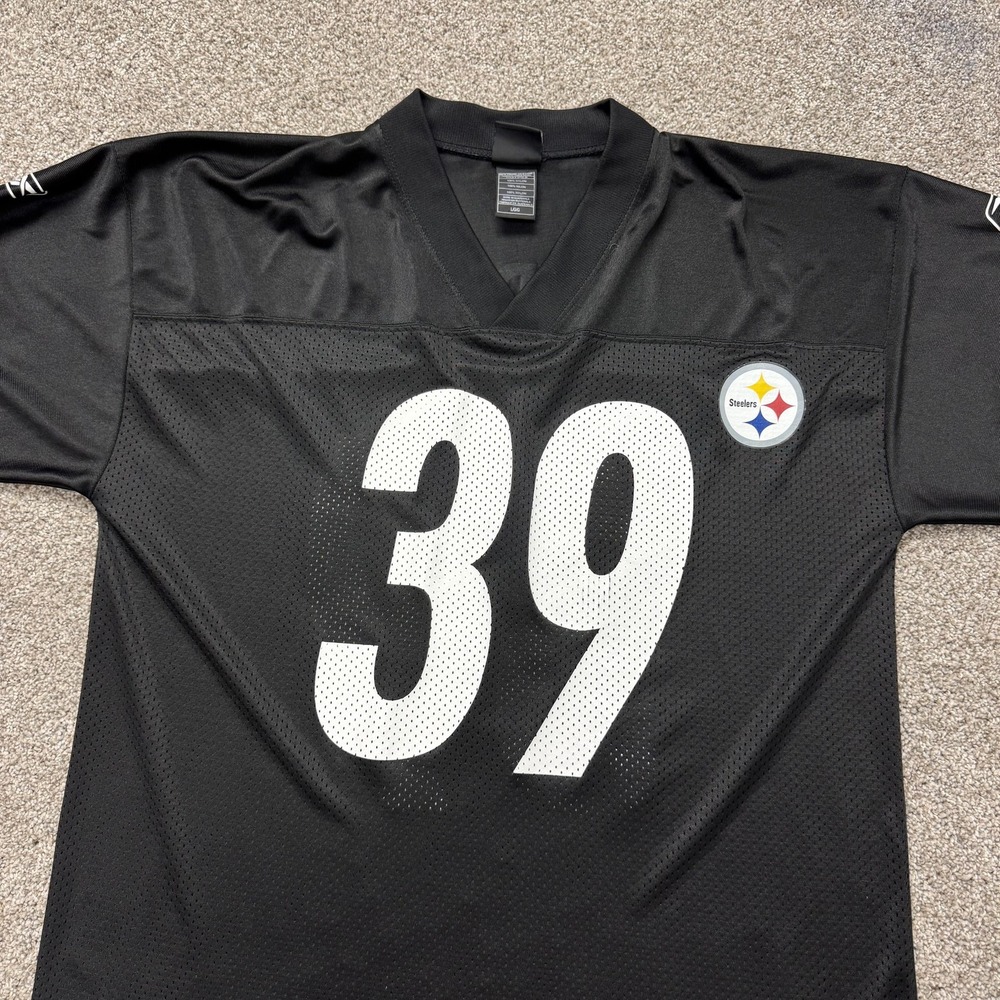 Y2K Pittsburgh Steelers Jersey Mens Large Black Football Reebok Willie Parker 39